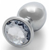 Ouch! Bijou anal Round Gem L 8 x 4cm Argenté-Transparent 